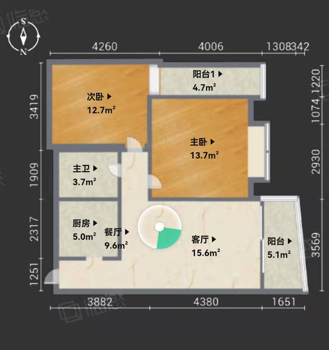 昌达新世纪花园  2室2厅1卫   230.00万客厅