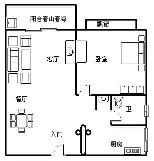 时代海岸  1室1厅1卫   200.00万客厅