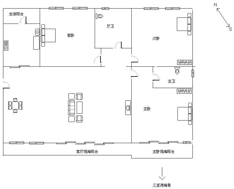 兰海花园三期  3室2厅2卫   10000.00元/月室内图