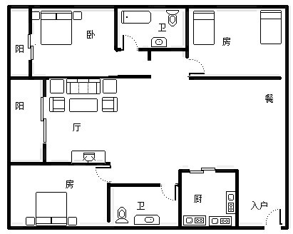 凯丰花园 3室2厅2卫 3500.0元/月 凯丰花园 3室2厅2卫 3500.0元/月室内图