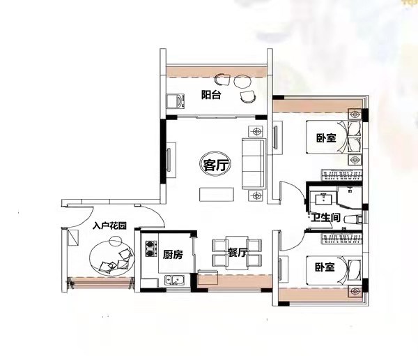 三亚棕榈滩  2室2厅1卫   300.00万客厅