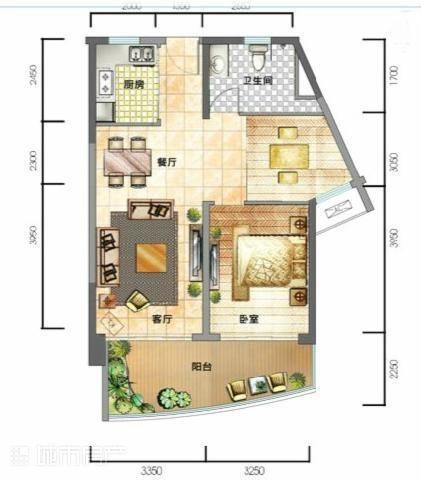 鲁能美丽五区二期  2室2厅1卫   220.00万客厅