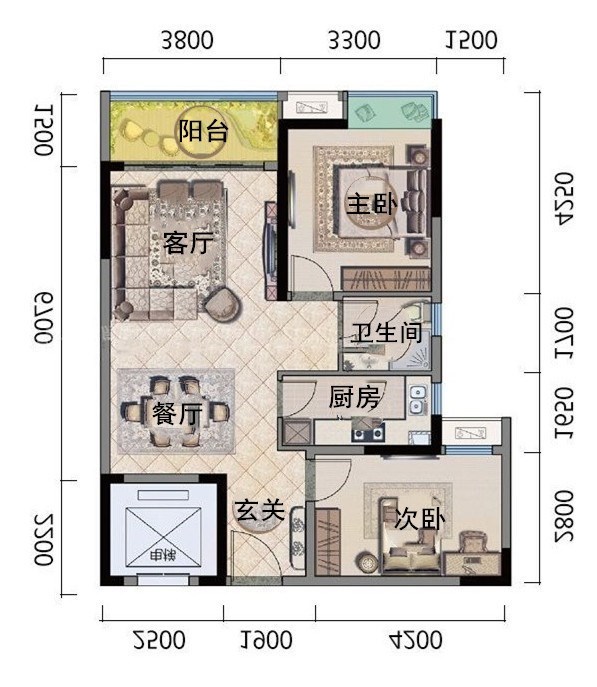 鲁能美丽五区三期  2室2厅1卫   268.00万客厅