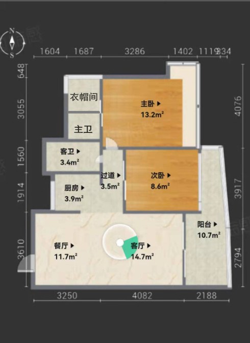 时代海岸  2室2厅2卫   300.00万客厅