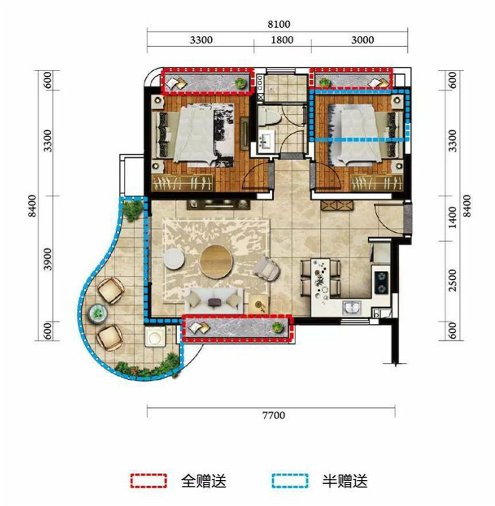 一山湖(一期)  2室2厅1卫   245.00万客厅