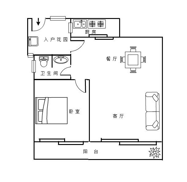 蓝海雅居  1室2厅1卫   240.00万客厅