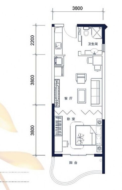 美丽新海岸  1室1厅1卫   140.00万客厅