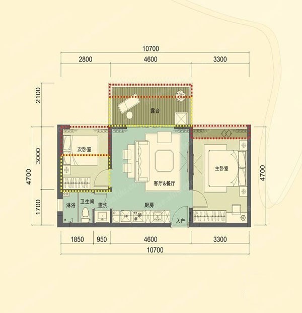 万科湖畔度假公园  2室1厅1卫   2500.00元/月室内图