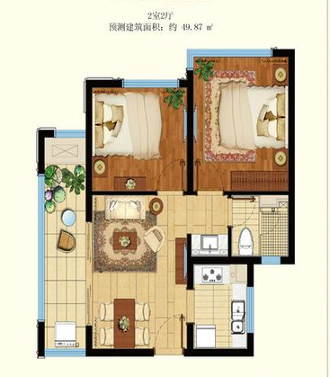 凤凰水城左岸  2室1厅1卫   220.00万客厅