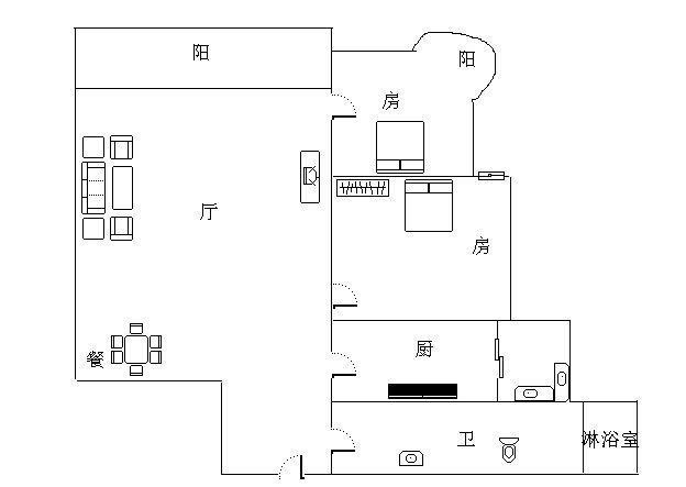 碧海蓝天  2室2厅2卫   380.00万客厅