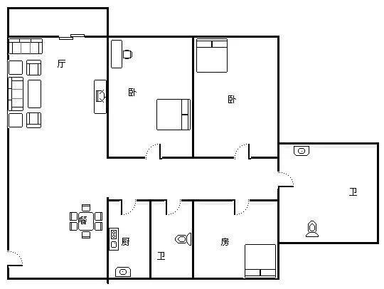 兰海花园三期  3室2厅2卫   6600.00元/月室内图