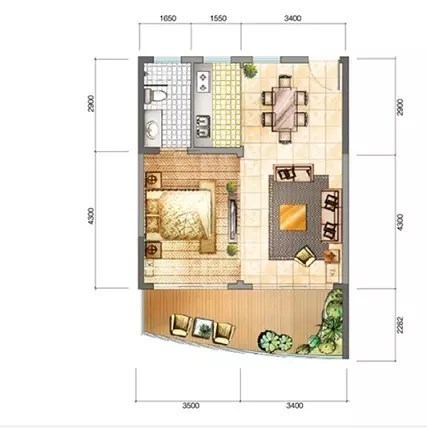 鲁能三亚湾美丽一区  1室1厅1卫   200.00万客厅