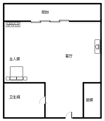 天著花园小区  1室1厅1卫   95.00万客厅