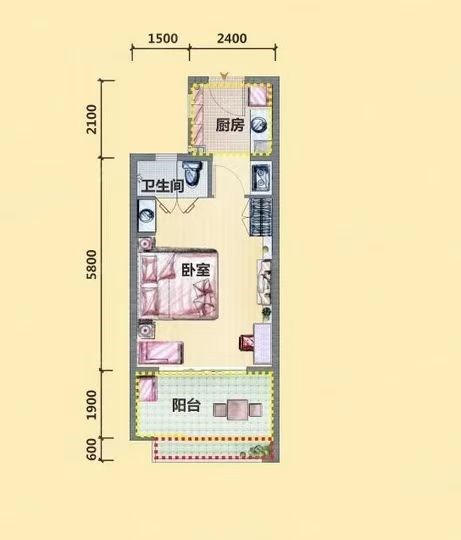 和泓假日阳光  1室1厅1卫   80.00万客厅