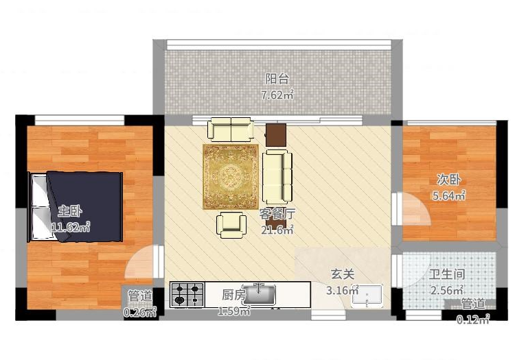 万科湖畔度假公园  2室2厅1卫   150.00万客厅