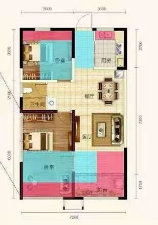 水三千  2室2厅1卫   200.00万客厅