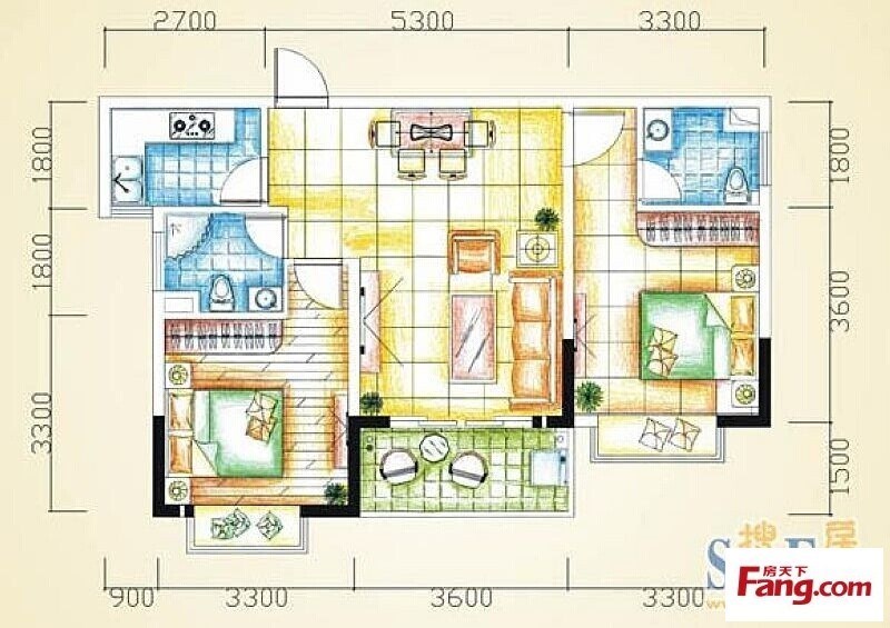 汇丰国际公寓  2室1厅1卫   195.00万客厅