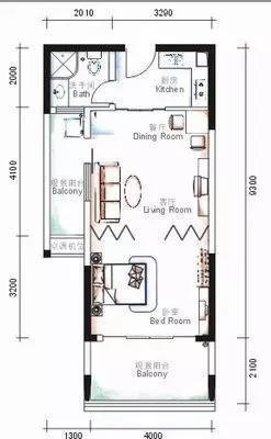 兰海花园三期  1室1厅1卫   3600.00元/月室内图