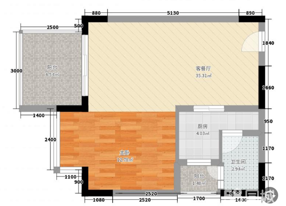 花冠渔歌海韵  1室1厅1卫   180.00万客厅