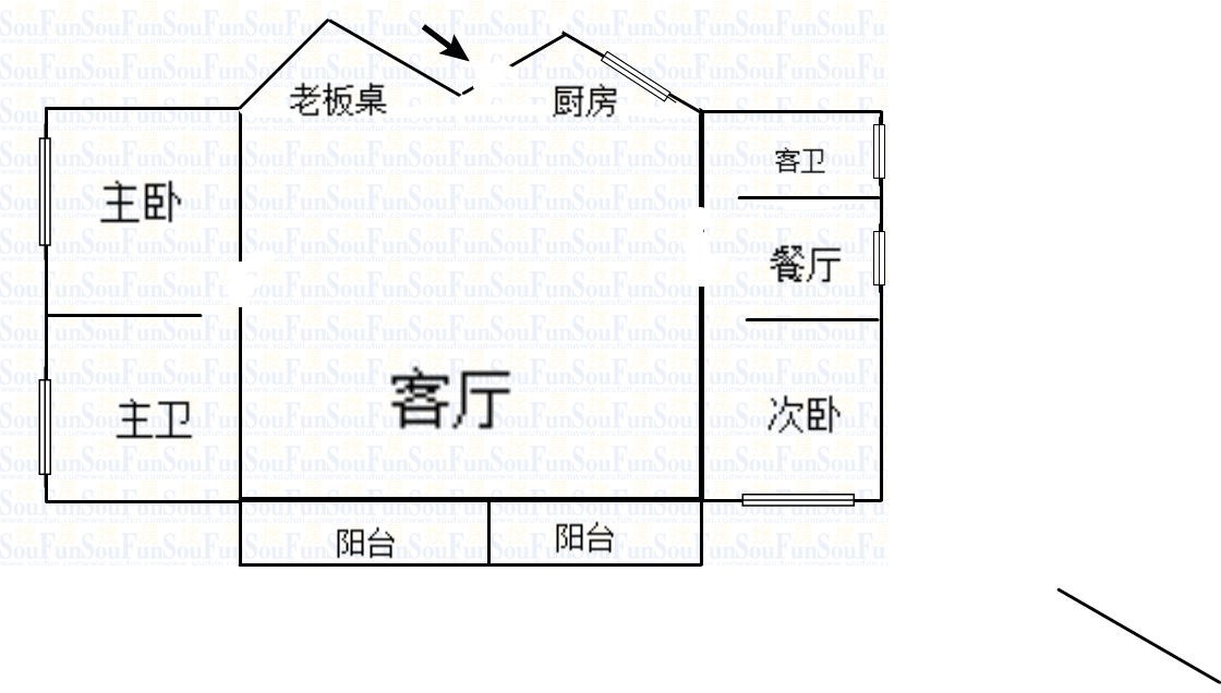 海岳半岛城邦  2室2厅2卫   206.00万客厅