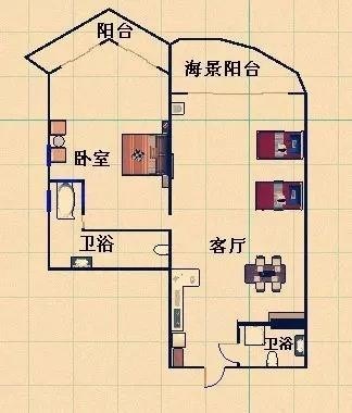 国航帕尔美纳  2室2厅2卫   330.00万客厅