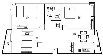 南枫悦海  2室2厅1卫   2800.00元/月室内图