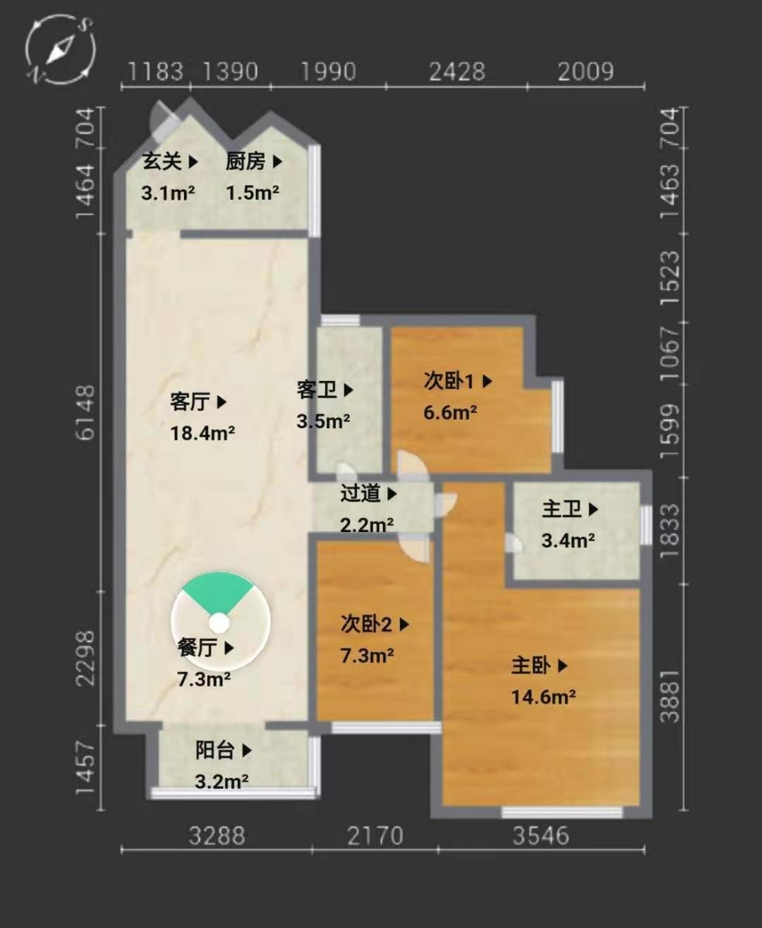 卓达东方巴哈马三期自由港湾  3室2厅2卫   245.00万客厅