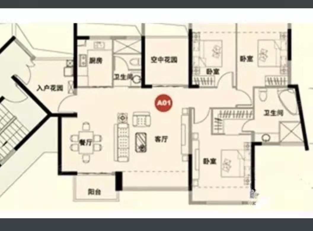 卓达东方巴哈马三期自由港湾  3室2厅1卫   3000.00元/月室内图