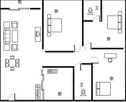 兰海花园三期  3室2厅2卫   9000.00元/月室内图