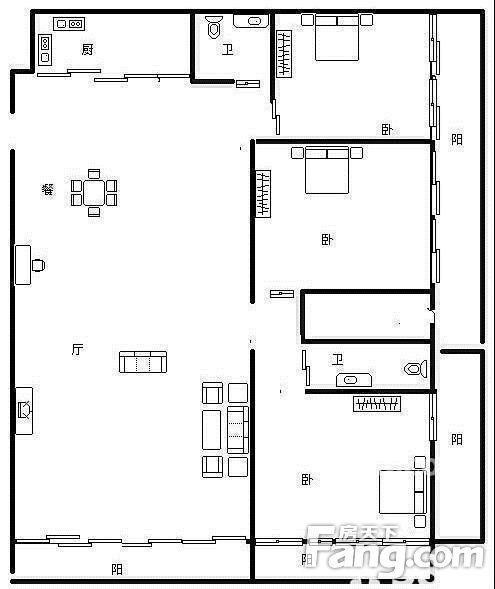 兰海花园三期  3室2厅2卫   6000.00元/月室内图