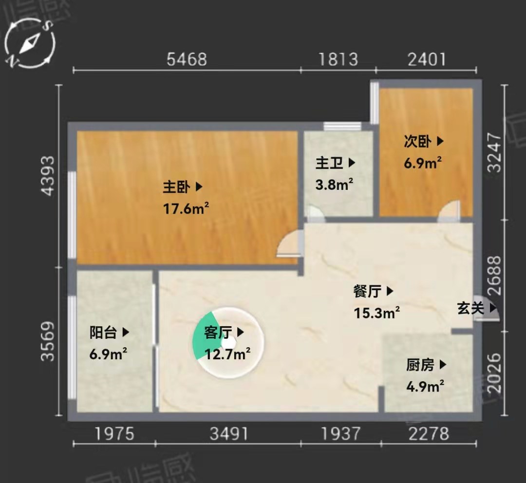 永福岛  2室2厅1卫   185.00万客厅