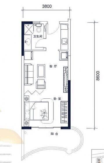 美丽新海岸  1室1厅1卫   150.00万客厅