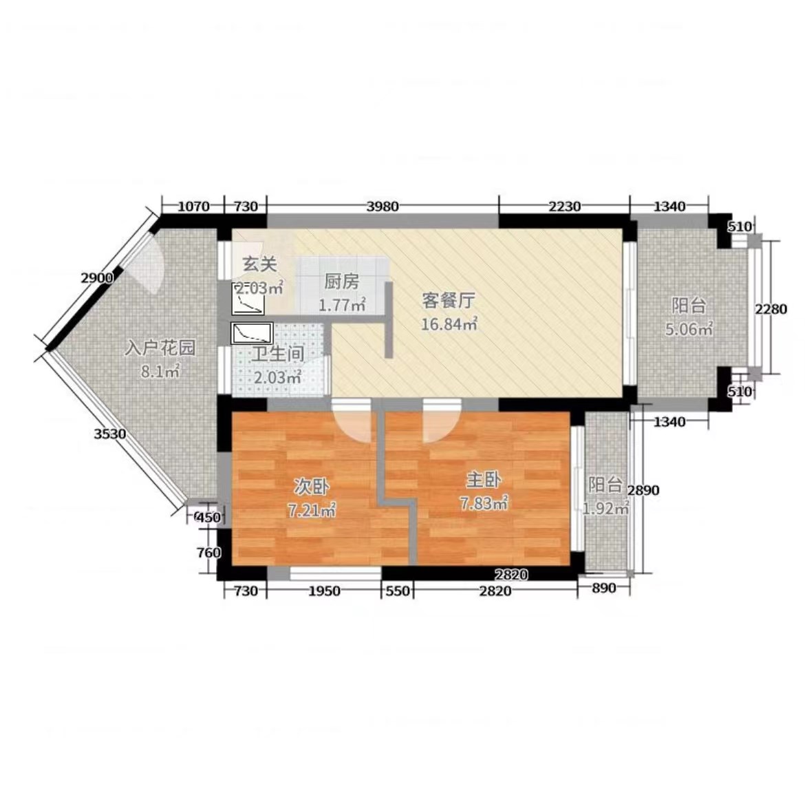 鸿坤山海墅  2室2厅1卫   190.00万客厅