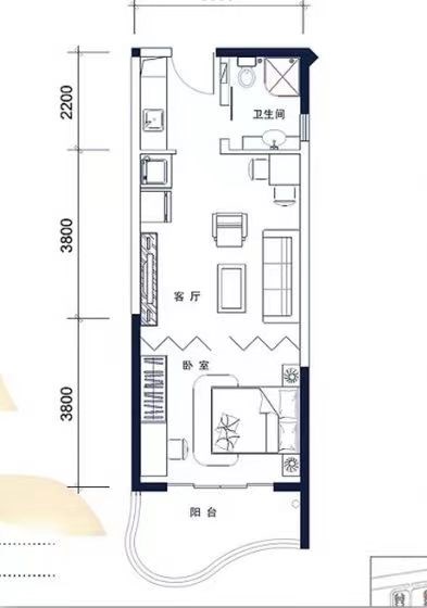 美丽新海岸  1室1厅1卫   129.00万客厅