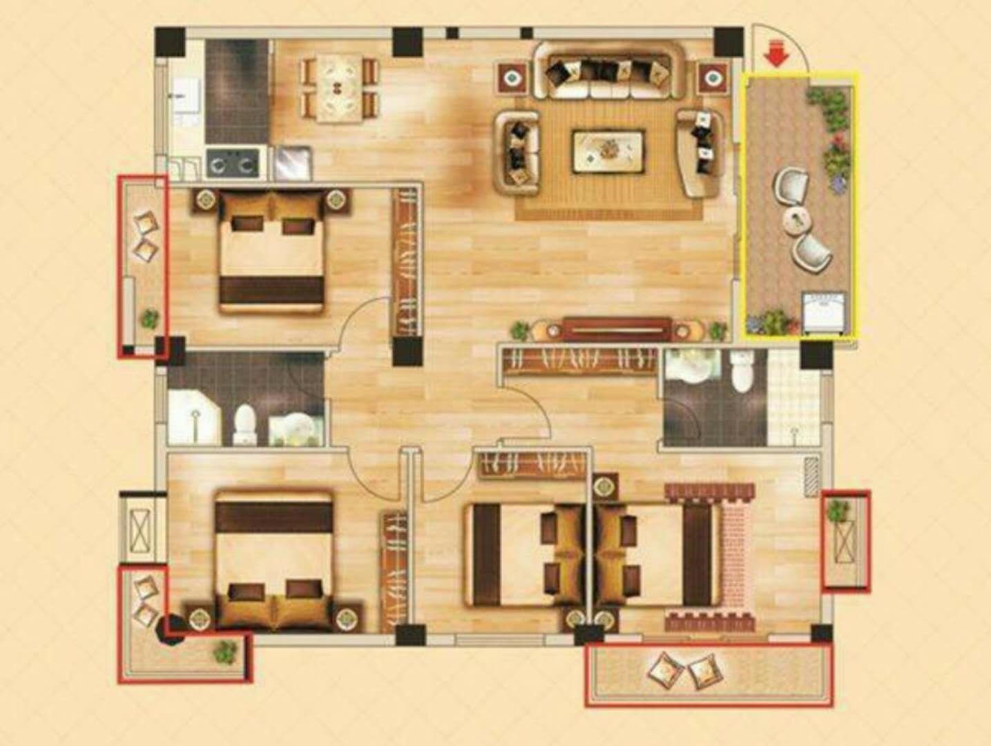 湖光山舍  5室5厅5卫   1050.00万客厅