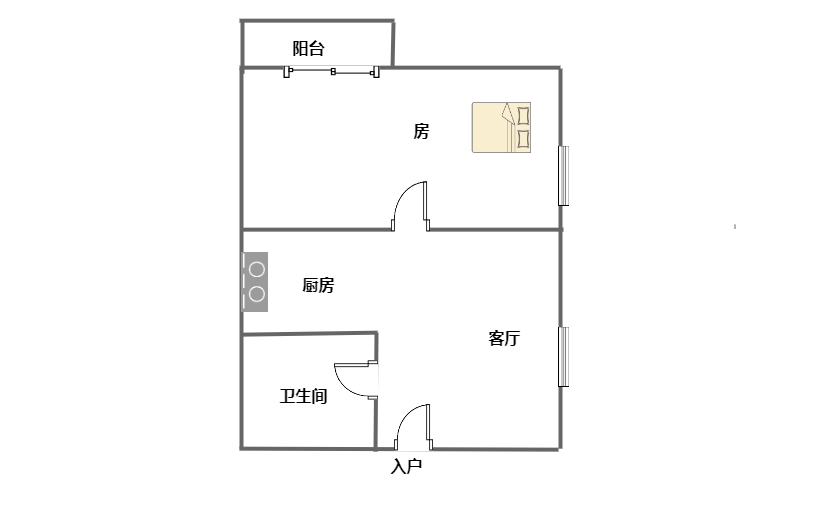 双龙大厦  1室1厅1卫   110.00万客厅