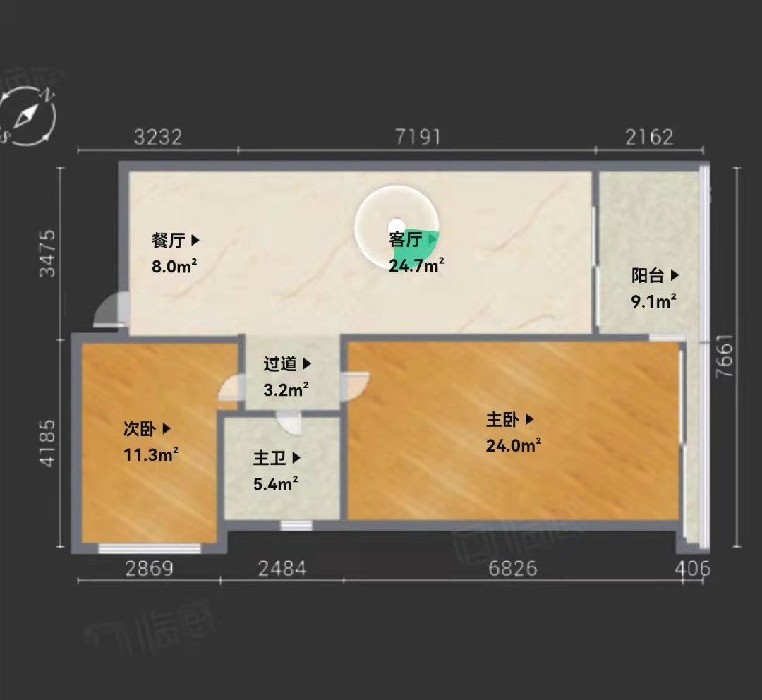 半山半岛三期东海湾  2室1厅1卫   460.00万客厅