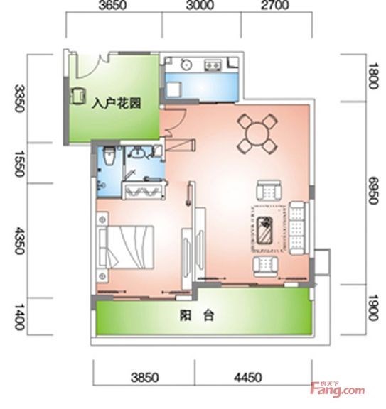 蓝海雅居  1室2厅1卫   230.00万客厅