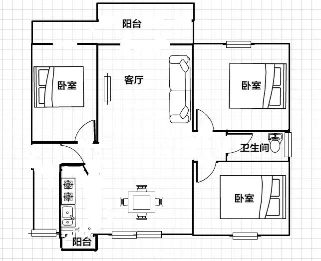 中铁子悦薹  3室2厅1卫   360.00万客厅