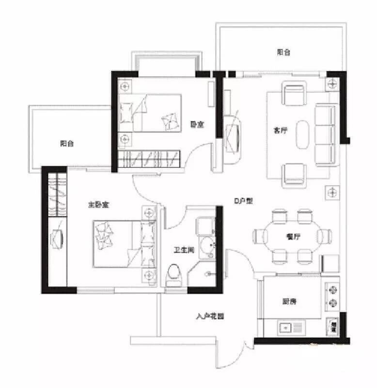 天泽湖畔  2室2厅1卫   5800.00元/月室内图