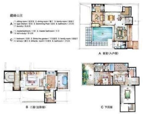 半山半岛一期  4室2厅4卫   1500.00万客厅