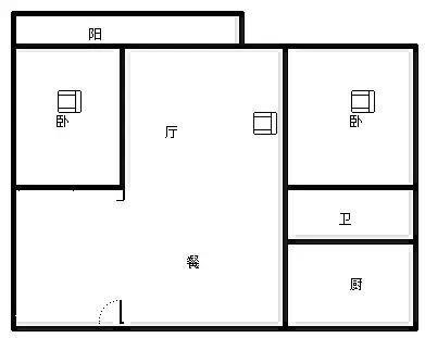 阳光名邸  2室2厅1卫   3000.00元/月室内图