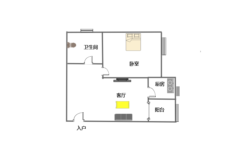 怡和花园  1室1厅1卫   120.00万客厅