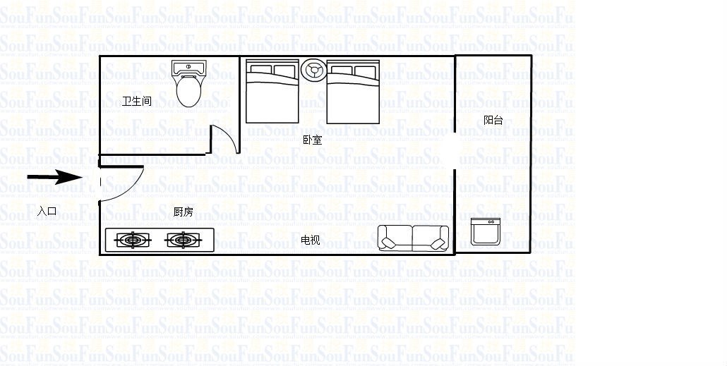 海岸龙庭  1室1厅1卫   2000.00元/月室内图