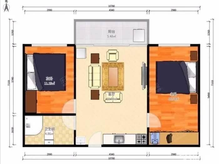 万科湖畔二期 2室2厅1卫 160.0万 万科湖畔二期 2室2厅1卫 160.0万客厅