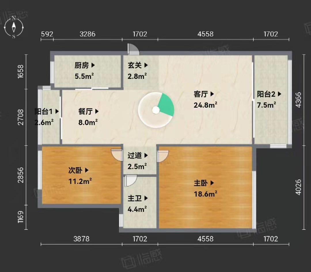 揽海听涛  2室2厅1卫   240.00万客厅