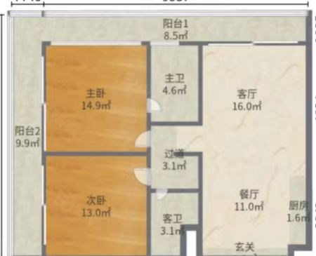 中交绿城高福小镇  2室1厅1卫   209.00万客厅