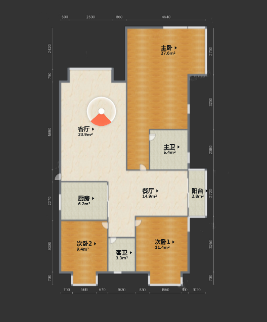 凤凰水城  3室2厅2卫   350.00万客厅