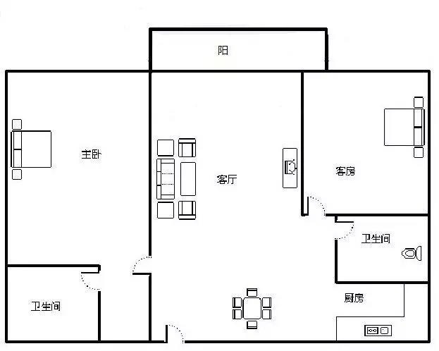 凤凰水城  2室2厅2卫   380.00万客厅