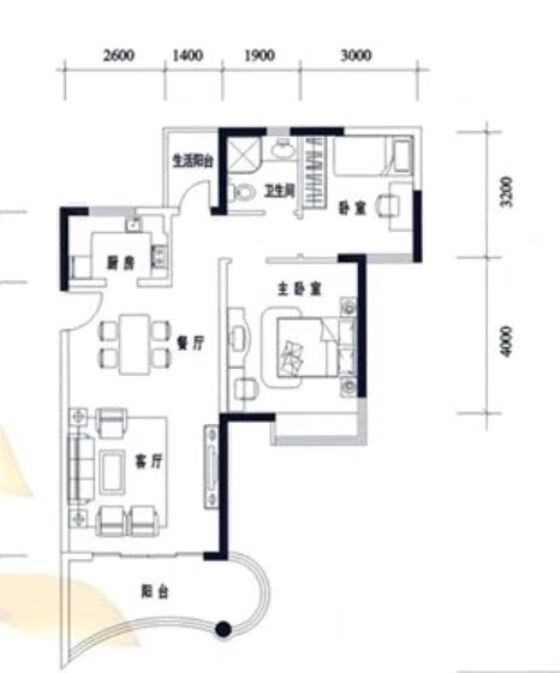 美丽新海岸 2室2厅1卫 300.0万 美丽新海岸 2室2厅1卫 300.0万客厅